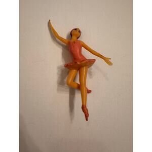 Vintage Ballerina Cake Topper 1970s Pink Tutu 7"